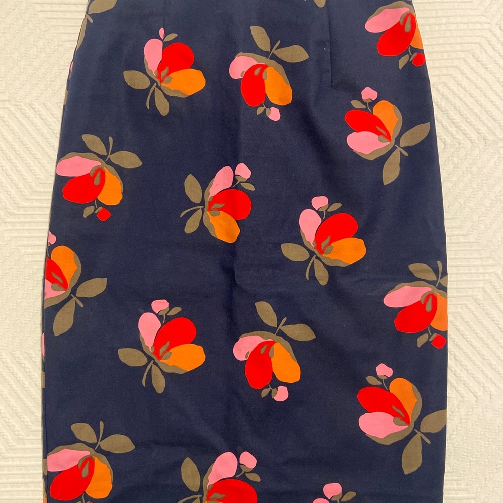 Boden Blue and Orange Midi Pencil Skirt for Work